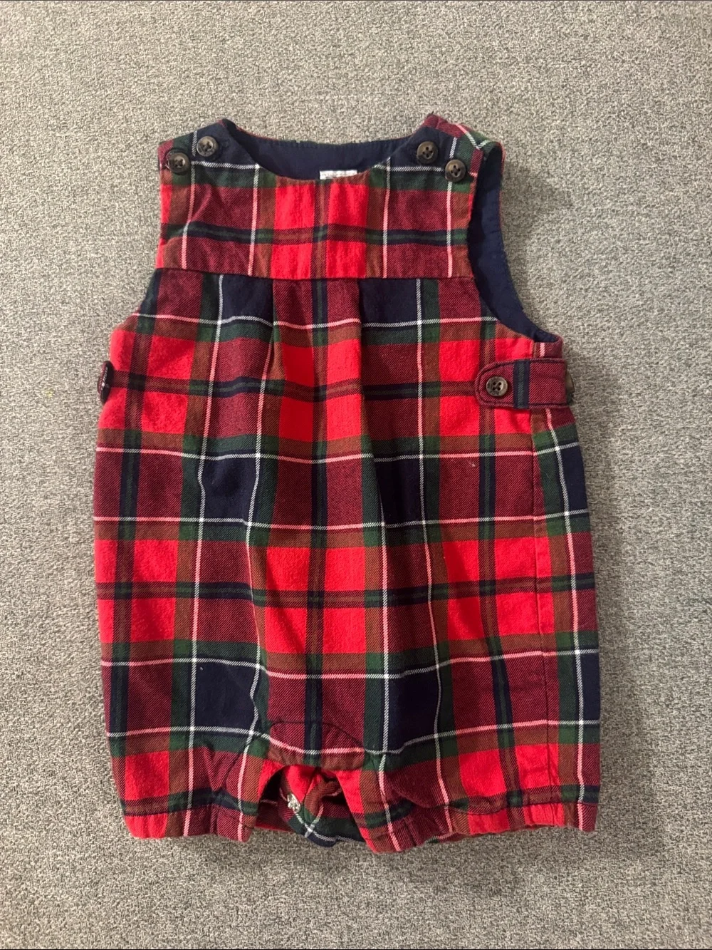 5/$15- Classic Red Plaid Baby Romper